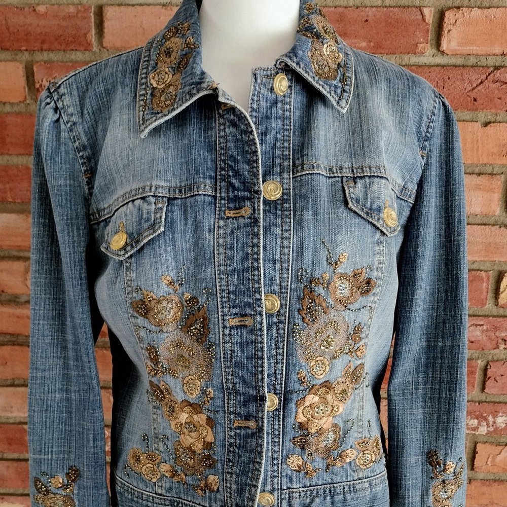 Classiques Entier Embroidered Beaded Denim Jacket